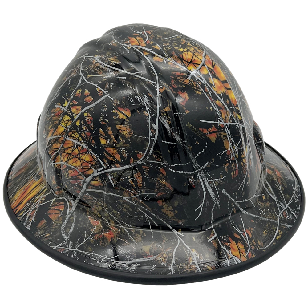Wildfire Camo Hydro Dipped Full Brim Hard Hat - Edge Right