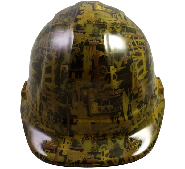 Oilfield Camo Yellow Hydro Dipped Hard Hats Cap Style