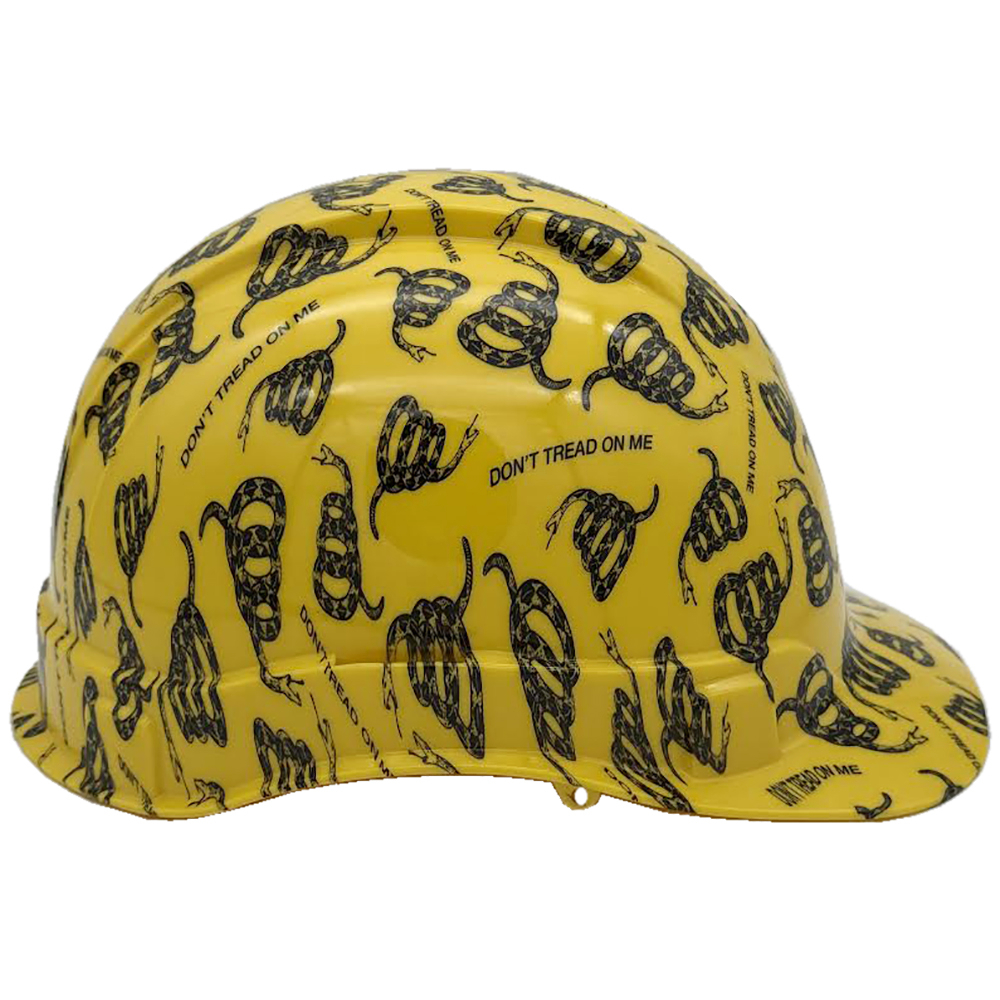 Don't Tread on Me Yellow Hydro Dipped Cap Style Hard Hat Right