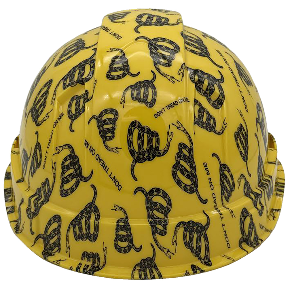 Don't Tread on Me Yellow Hydro Dipped Cap Style Hard Hat Back