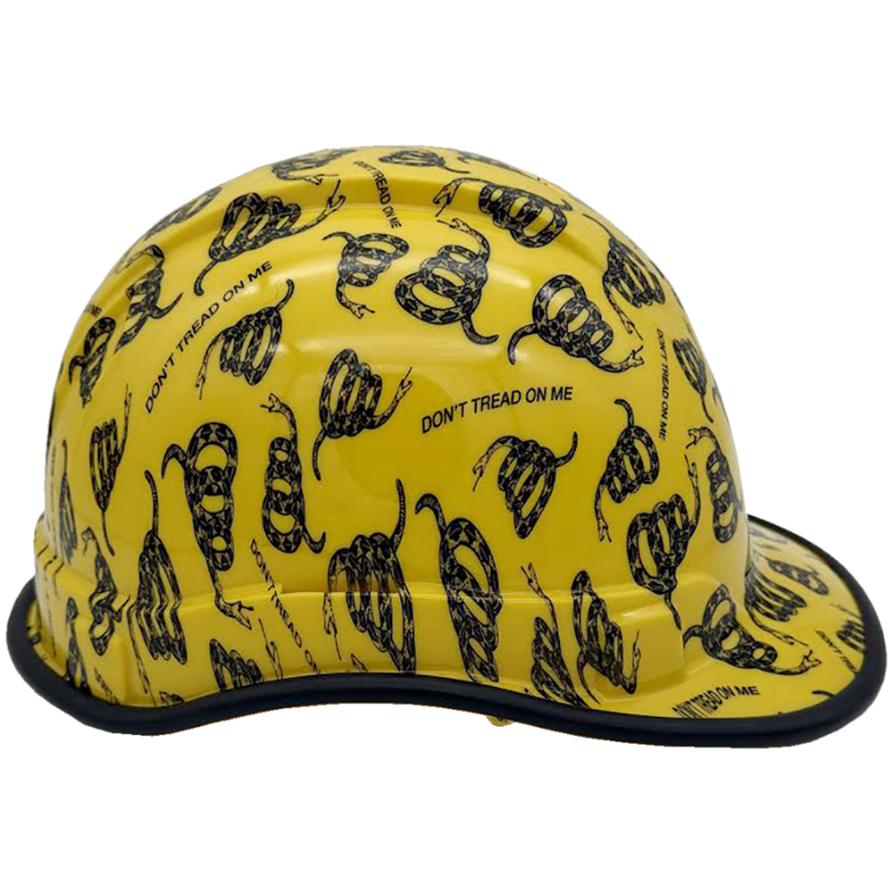 Don't Tread on Me Yellow Hydro Dipped Cap Style Hard Hat Edge Right