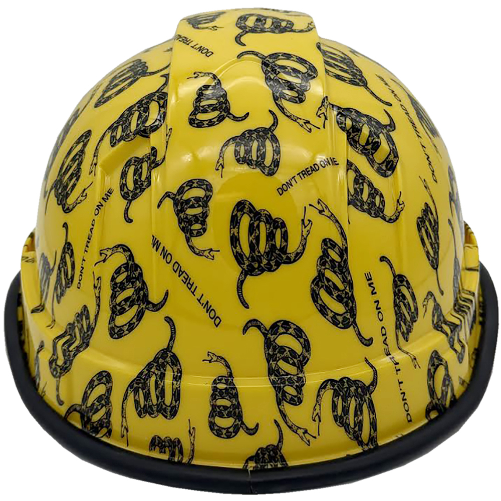 Don't Tread on Me Yellow Hydro Dipped Cap Style Hard Hat Edge Back
