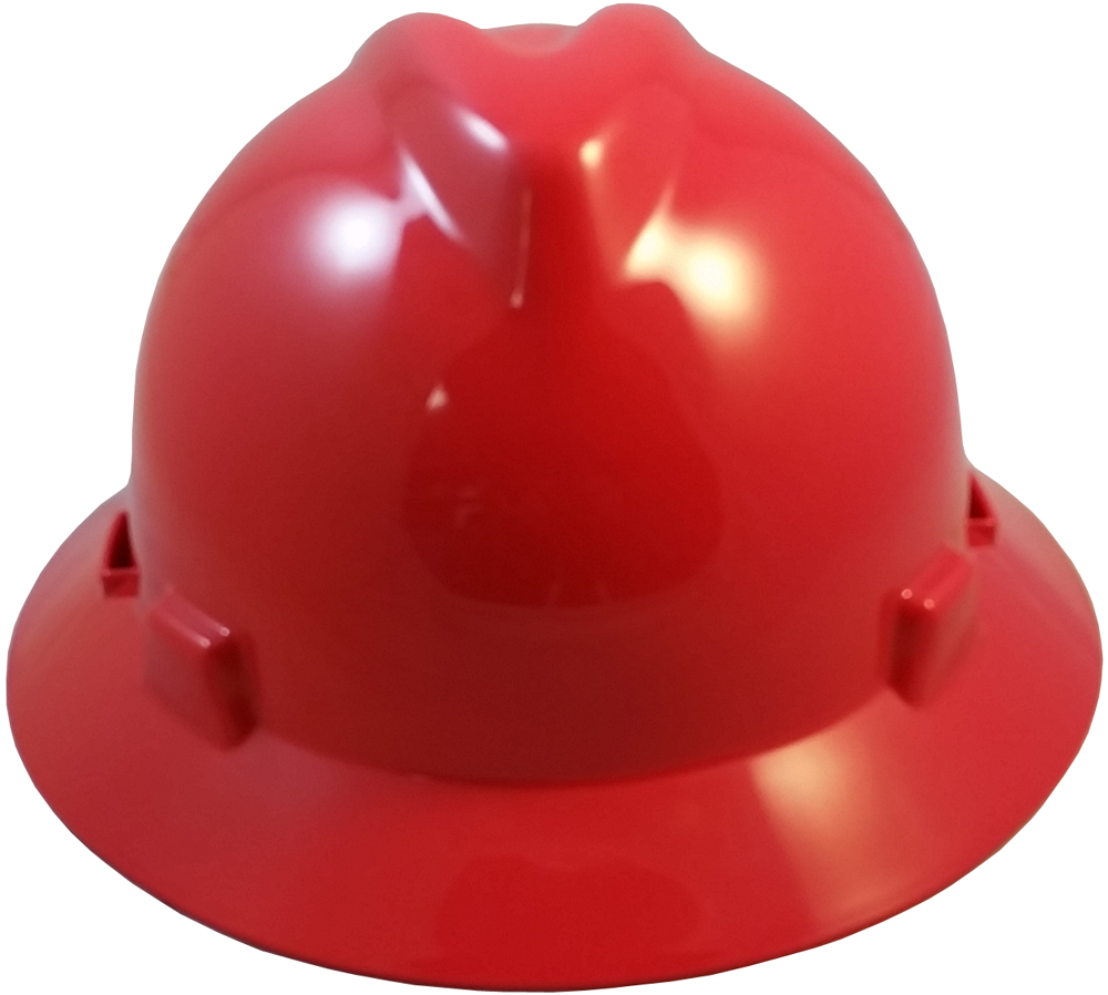 MSA Safety Works V Gard Slotted Full Brim Hat Red with 1 Touch