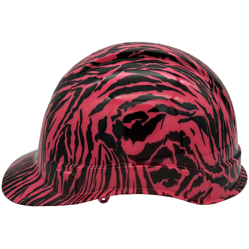 Zebra Pink Hydro Dipped Cap Style Hard Hat - Left