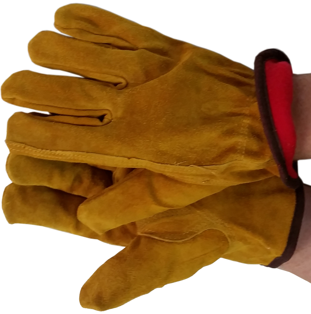 Grain Cowhide with Red Fleece Lining Gloves Grain Cowhide with Red Fleece Lining Gloves