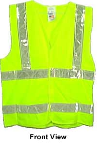 ANSI 2004 Sleeveless Class 2 Double Stripe LIME Safety Vests - Silver Stripes pic 5