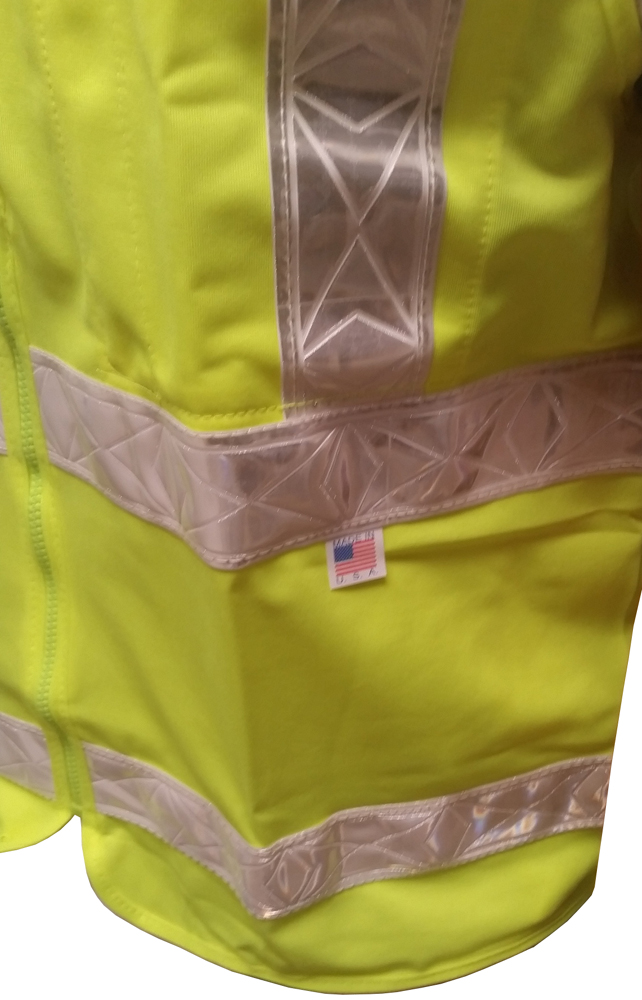 ANSI 2004 Sleeveless Class 2 Double Stripe LIME Safety Vests - Silver StripesClose up Front