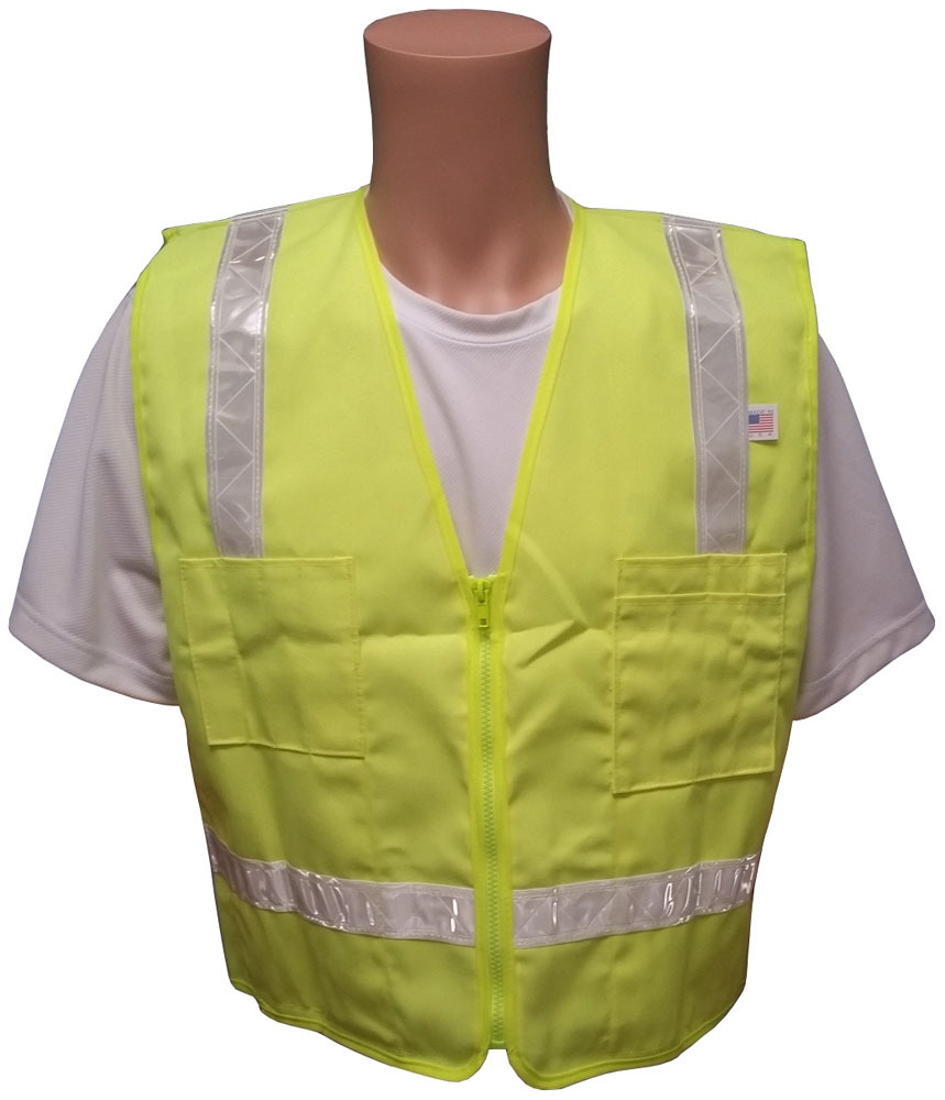 Surveyors Vest Lime w/ Silver Stripes -2XL