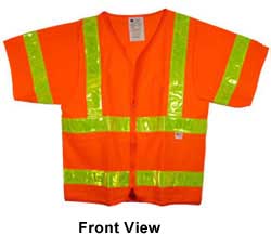 ANSI 2004 SLEEVED Class 3 Double Stripe Orange Safety Vests - Lime Stripes pic 2
