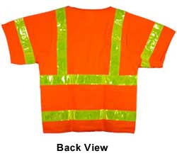 ANSI 2004 SLEEVED Class 3 Double Stripe Orange Mesh Safety Vests - Lime Stripes Main Pic 2