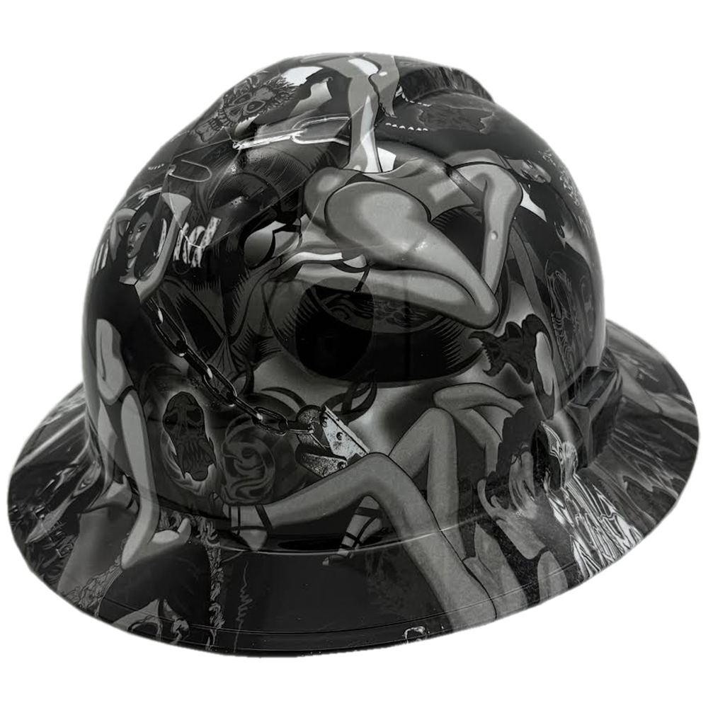Bad Bones Hydro Dipped Hard Hats Full Brim Style ~  Oblique Left