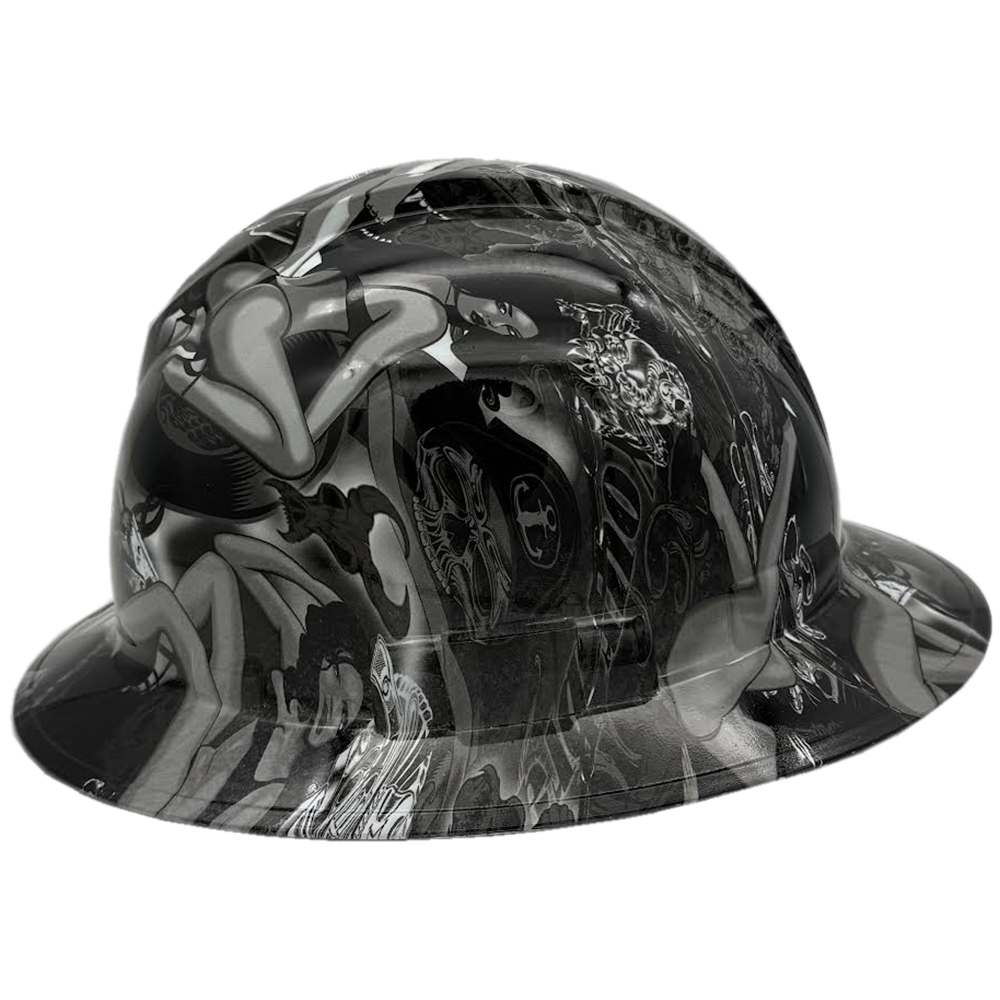 Bad Bones Hydro Dipped Hard Hats Full Brim Style ~ Left