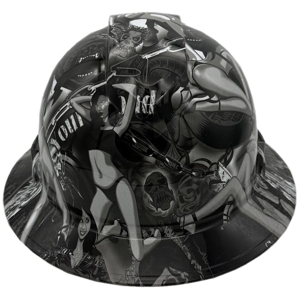 Bad Bones Hydro Dipped Hard Hats Full Brim Style ~ Front