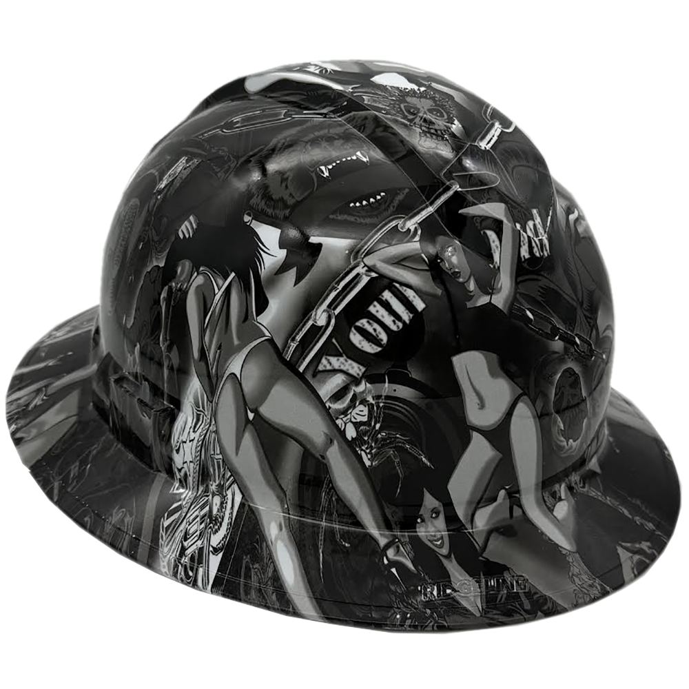 Bad Bones Hydro Dipped Hard Hats Full Brim Style ~ Oblique Right