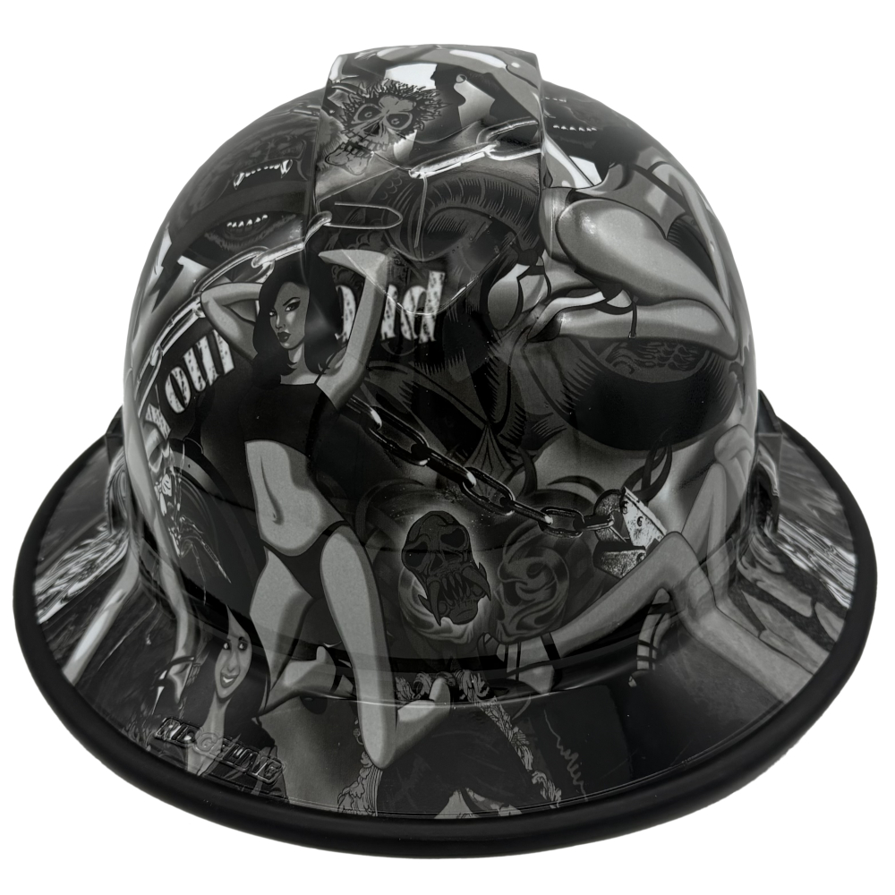 Bad Bones Hydro Dipped Hard Hats Full Brim Style ~ Edge Front