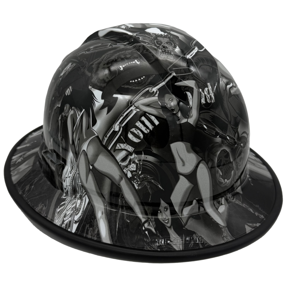 Bad Bones Hydro Dipped Hard Hats Full Brim Style ~ Edge Oblique Right