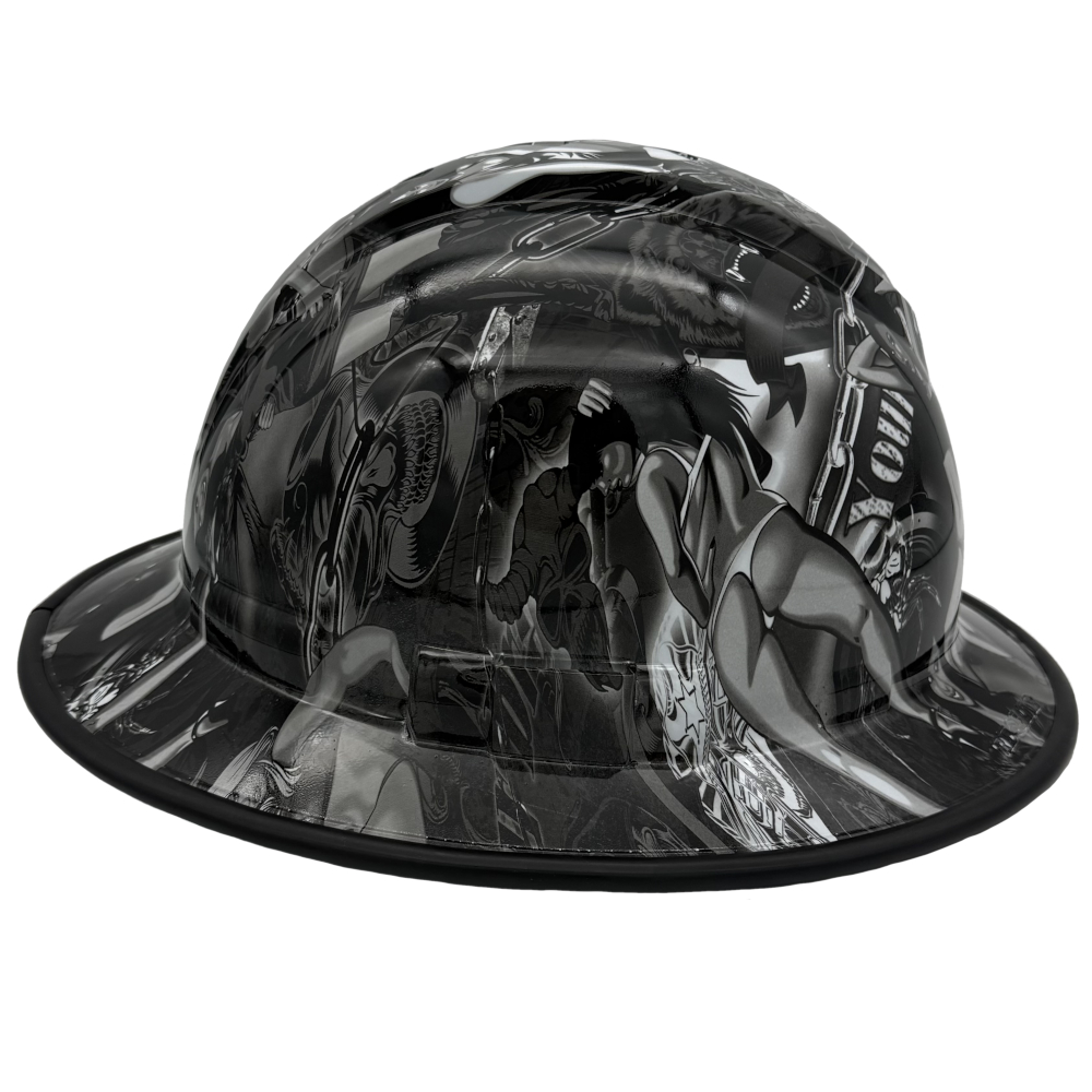 Bad Bones Hydro Dipped Hard Hats Full Brim Style ~ Edge Right