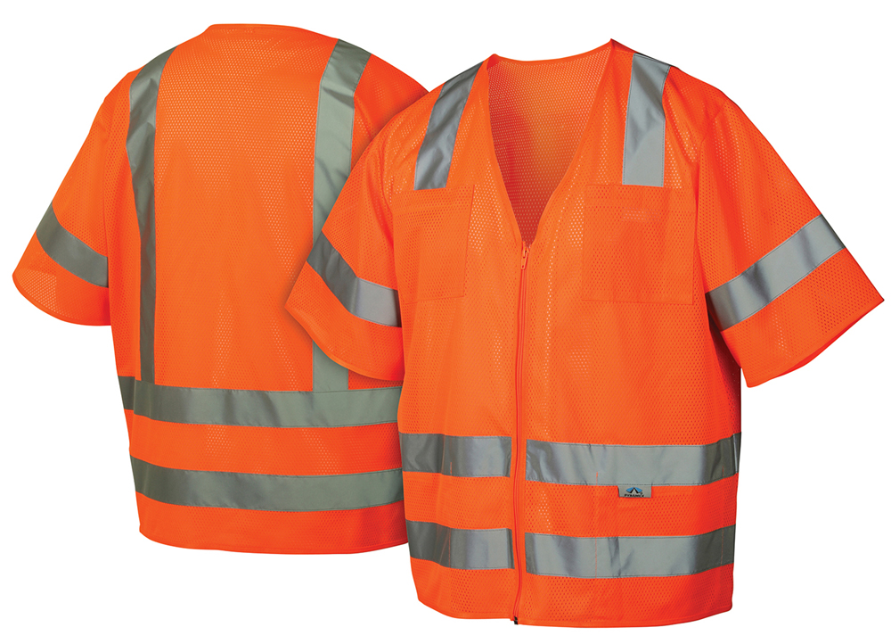 Pyramex Class 3 Hi-Vis Mesh Orange Safety Vests w/ Silver Stripes Pyramex Class 3 Hi-Vis Mesh Orange Safety Vests w/ Silver Stripes