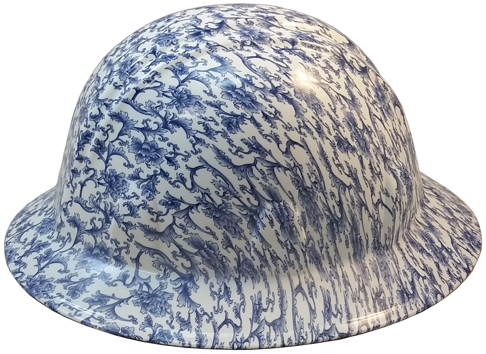 Blue Floral Hydro Dipped Hard Hats Full Brim Style Design Blue Floral Hydro Dipped Hard Hats Full Brim Style Design