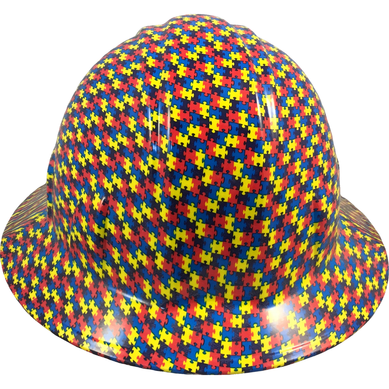 Autism Puzzle Hydro Dipped Hard Hats Full Brim Design| Buy Online