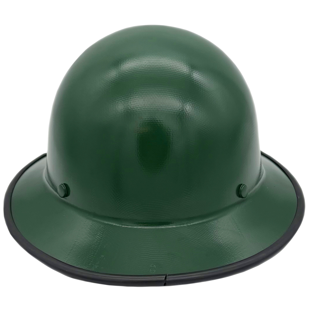 MSA Green Skullgard Full Brim Hard Hat with FasTrac III Ratchet Suspension - Edge Back