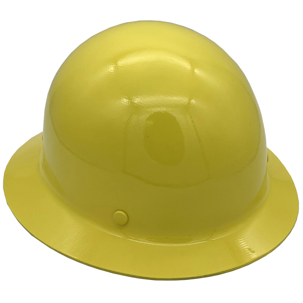MSA Yellow Skullgard Full Brim Hard Hat with Ratchet Suspension - Oblique Right