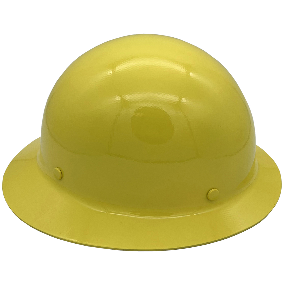 MSA Yellow Skullgard Full Brim Hard Hat with Ratchet Suspension - Right