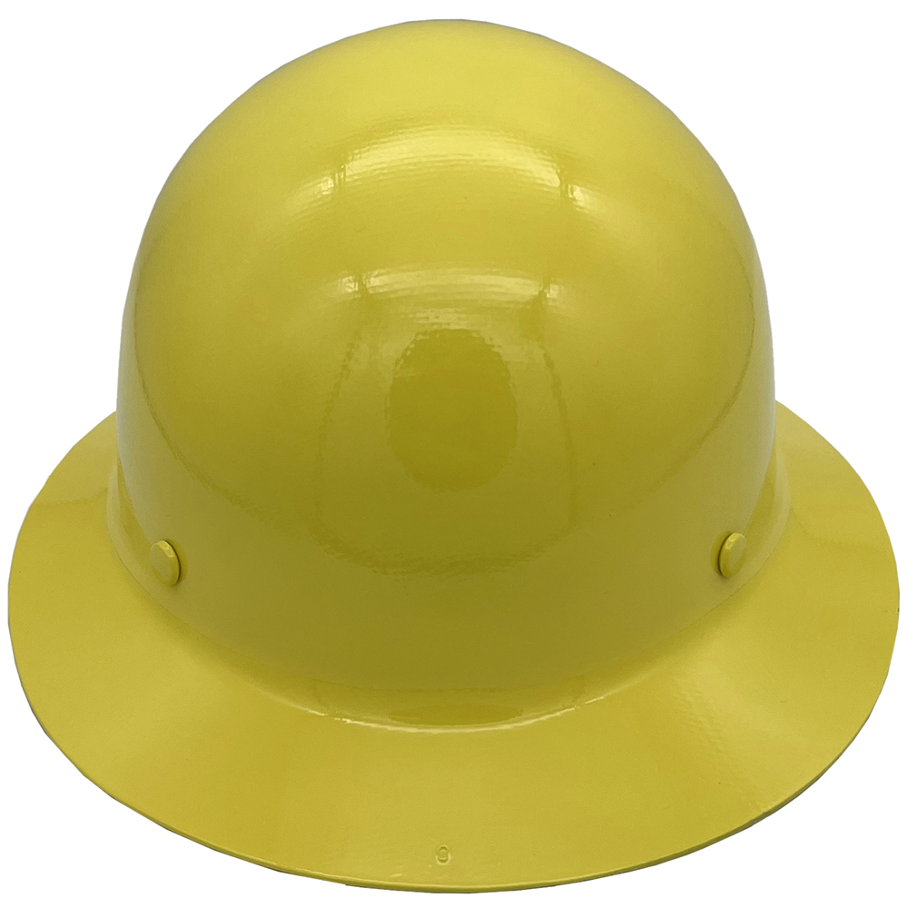 MSA Yellow Skullgard Full Brim Hard Hat with Ratchet Suspension - Back