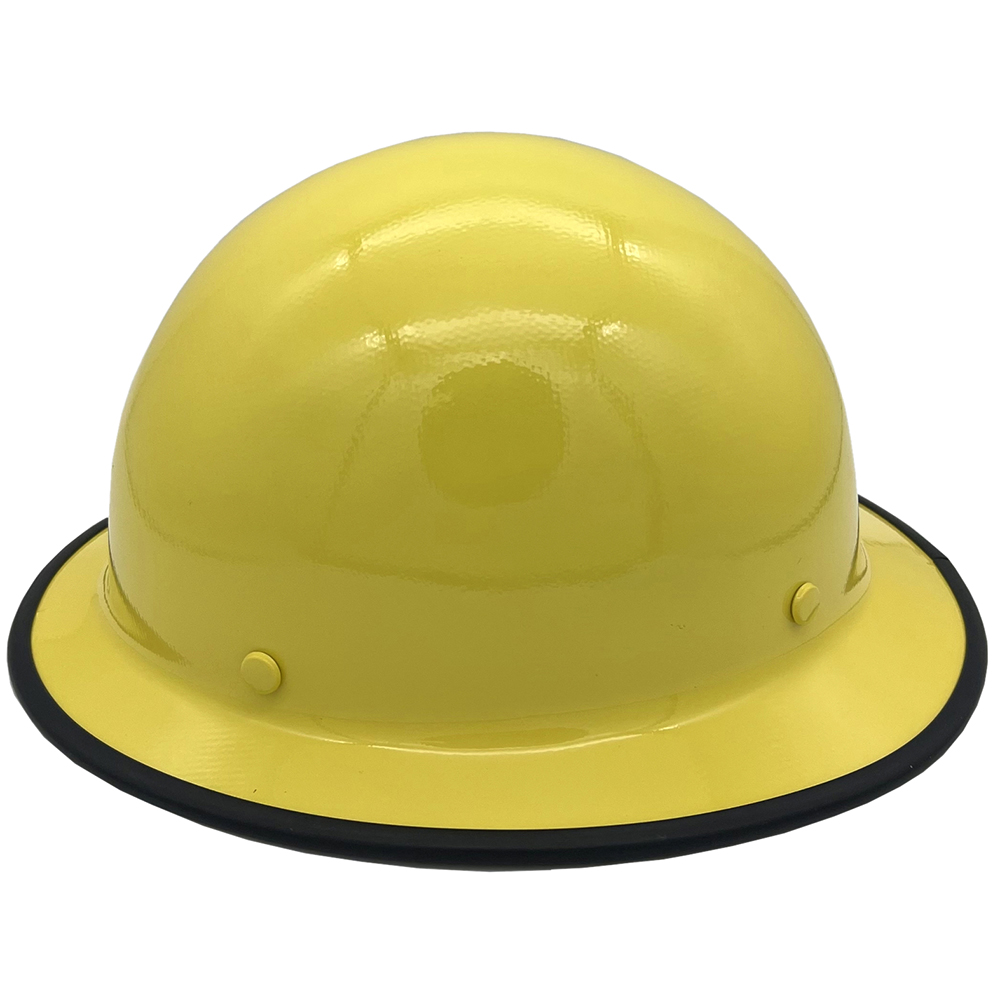 MSA Yellow Skullgard Full Brim Hard Hat with Ratchet Suspension - Edge Left