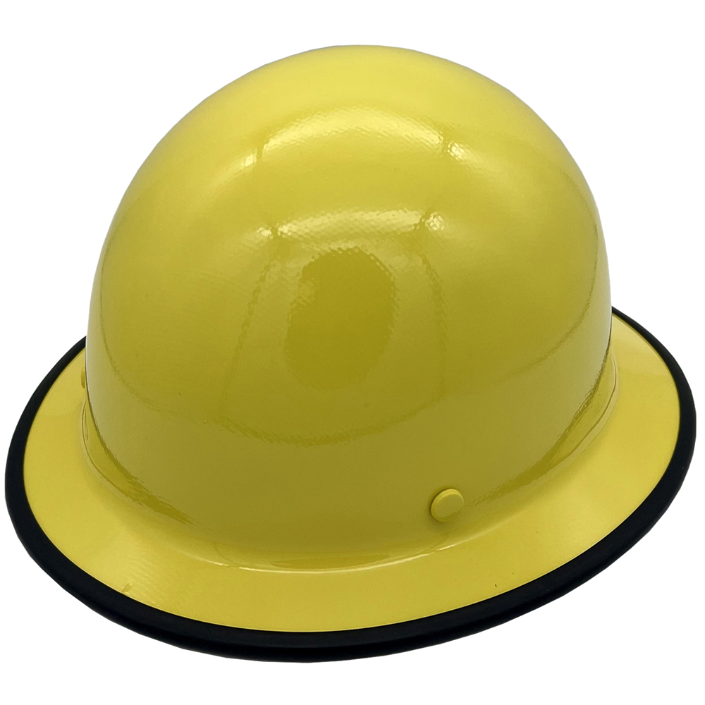MSA Yellow Skullgard Full Brim Hard Hat with Ratchet Suspension - Edge Oblique Left