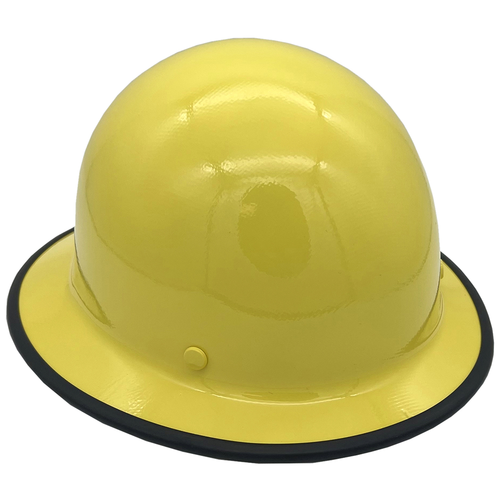 MSA Yellow Skullgard Full Brim Hard Hat with Ratchet Suspension - Edge Oblique Right