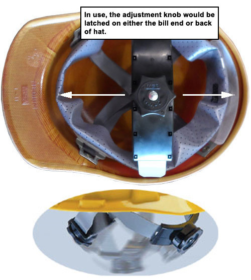 Skullgard Cap Style With Swing Suspension White ~ Ratchet Suspension Detail