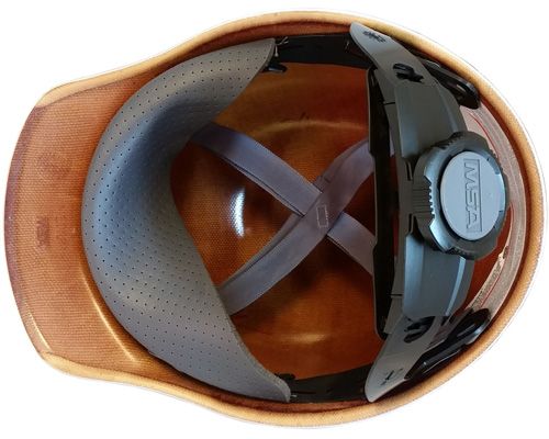 Skullgard Cap Style With Ratchet Suspension Yellow - Ratchet Suspension Detail