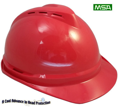 MSA Advance Red Vented Hard Hats with Staz On Suspensions Red