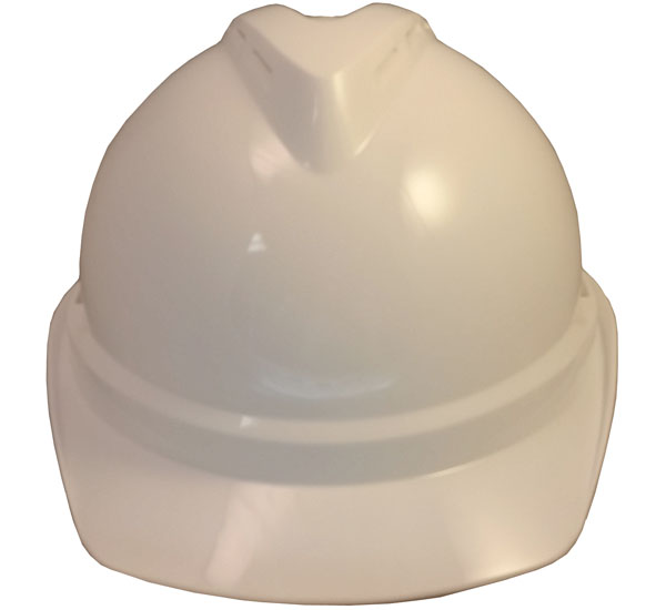 MSA Advance Vented Hard Hats with 6 Point Ratchet Suspensions - White - Front View