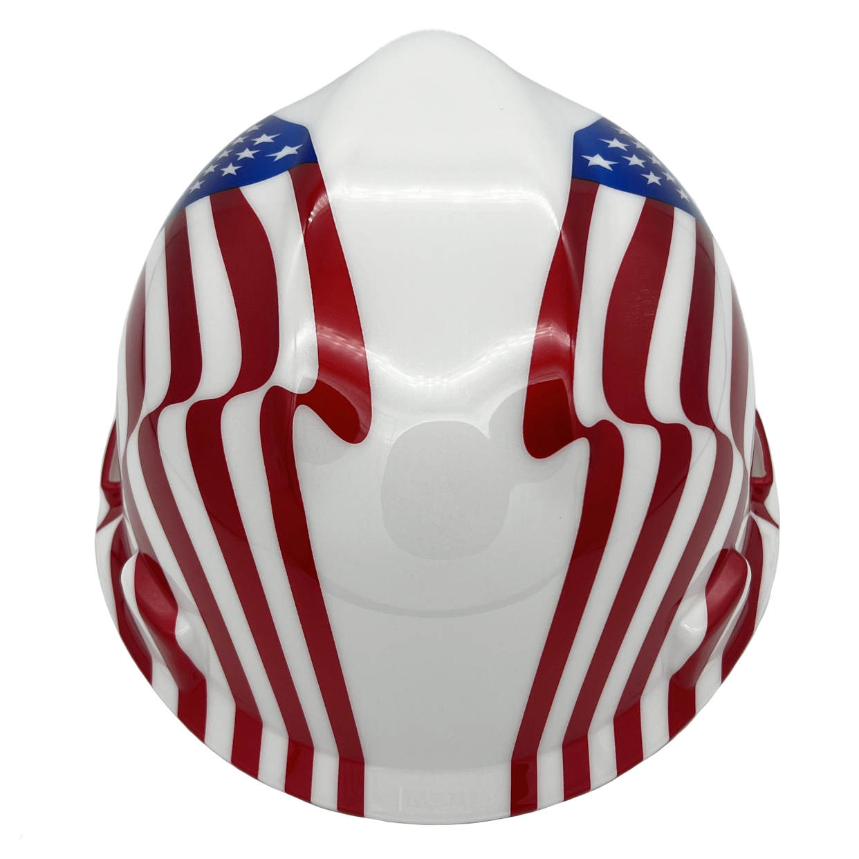 MSA V-Gard with Dual American Flag on Both Sides Hard Hats - Back