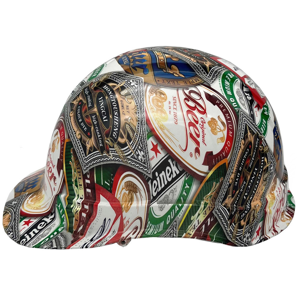 Beer Cans Cap Style Hydro Dipped Hard Hats - Left