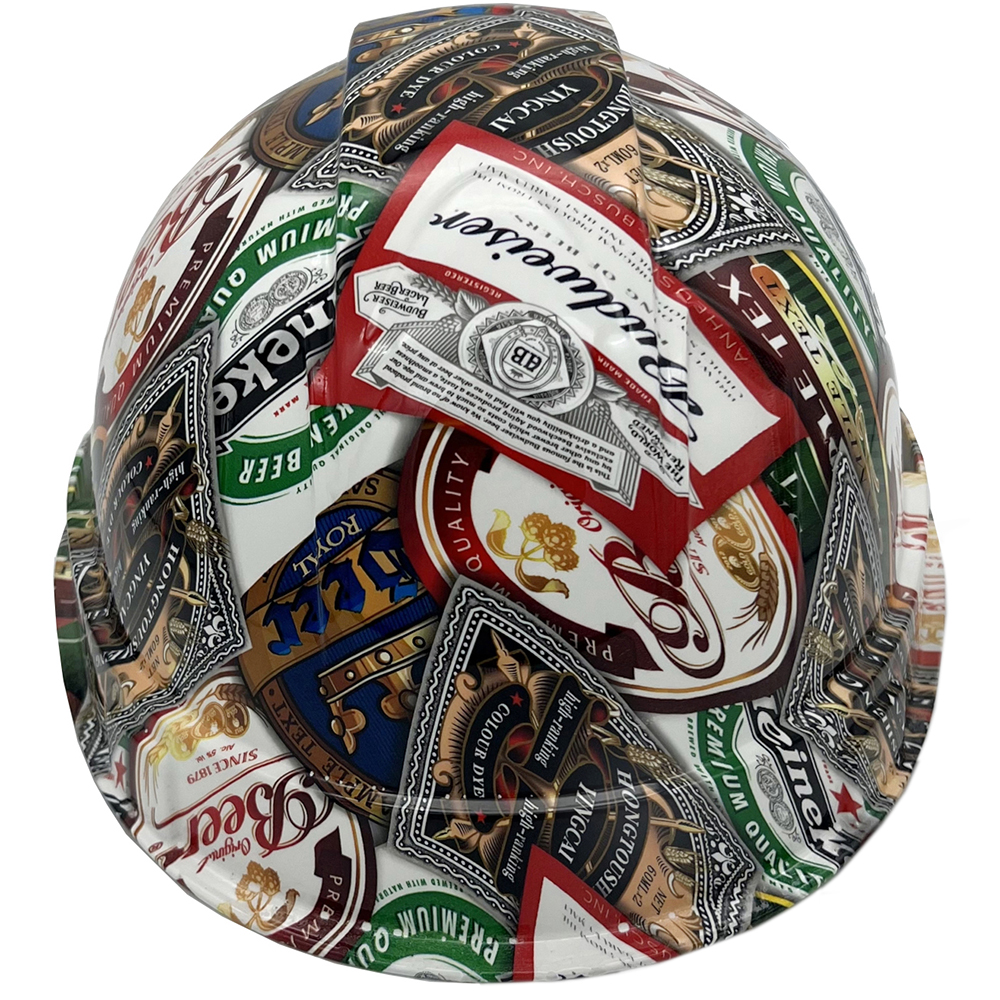 Beer Cans Cap Style Hydro Dipped Hard Hats - Back