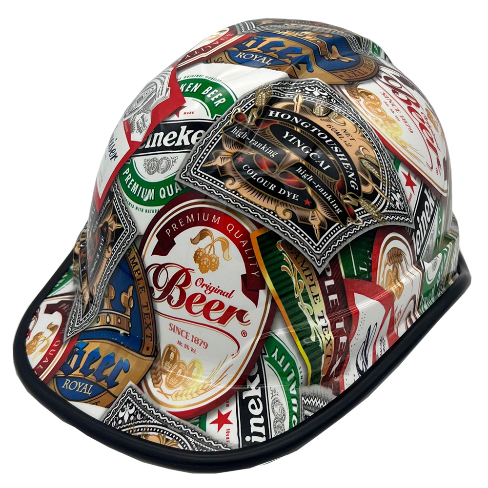 Beer Cans Cap Style Hydro Dipped Hard Hats - Edge Oblique Left