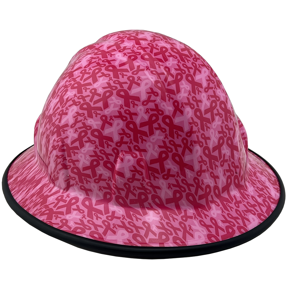 Cancer Awareness Pink Full Brim Hydro Dipped Hard Hats - Edge Oblique Right