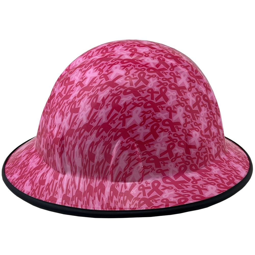 Cancer Awareness Pink Full Brim Hydro Dipped Hard Hats - Edge Right