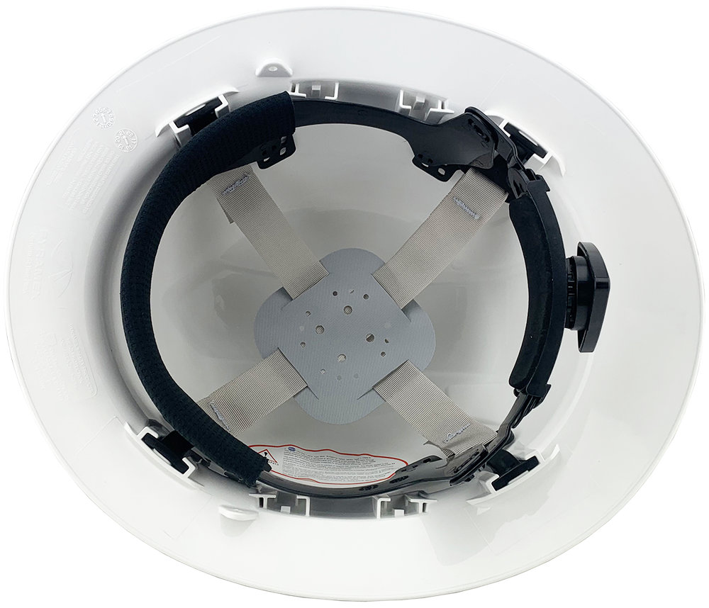 Pyramex Ridgeline Full Brim Hard Hat - White - 4 Point Suspension Detail