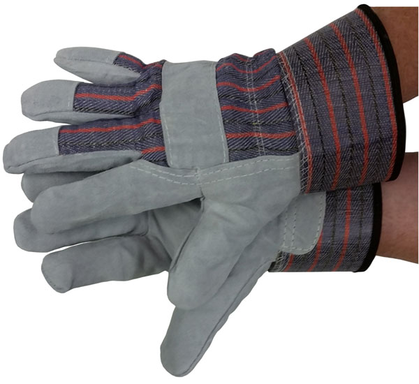 Leather Work Gloves w/ Pile Lining & Safety Cuff Gloves front Leather Work Gloves w/ Pile Lining & Safety Cuff Gloves front