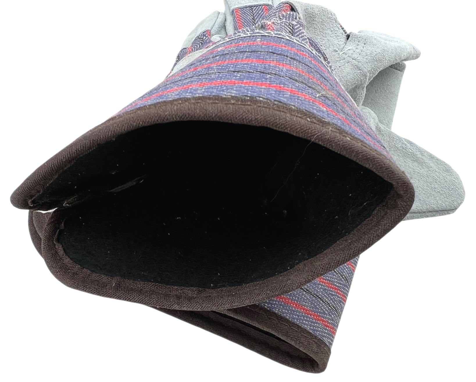 Leather Work Gloves w/ Pile Lining & Safety Cuff Gloves inside Leather Work Gloves w/ Pile Lining & Safety Cuff Gloves inside