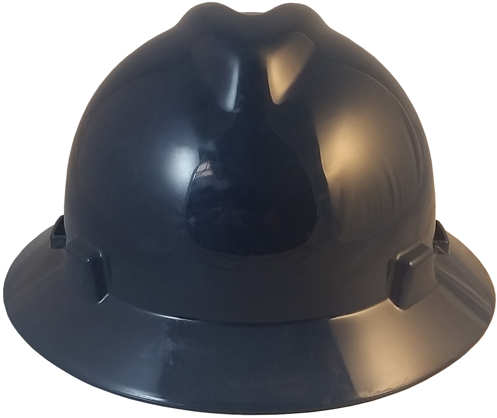 MSA V-Gard Full Brim Hard Hats Fas-Trac Suspensions Navy Blue
