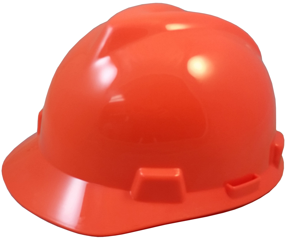 MSA Cap Style Small Hard Hats with Fas-Trac Suspensions Hi Viz Orange  - Oblique View