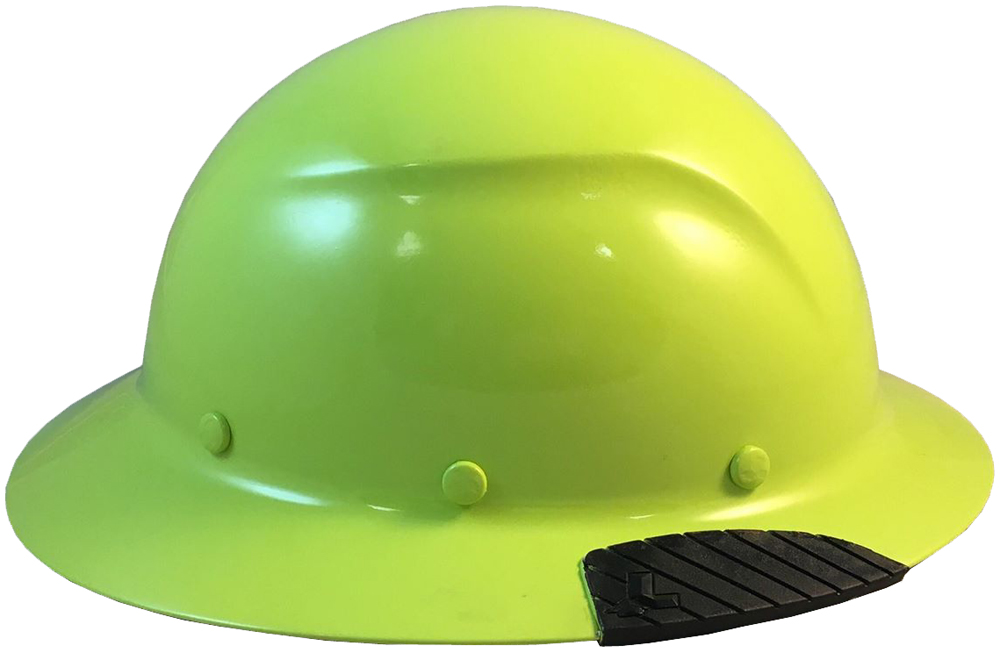 Actual Carbon Fiber Hard Hat - Full Brim High Vision Lime - Left View