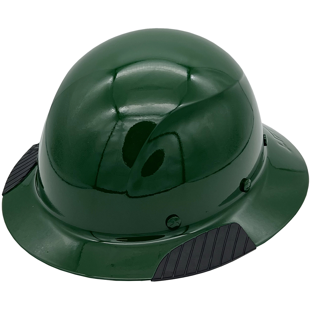 Actual Carbon Fiber Hard Hat Full Brim Dark Green - Oblique Left