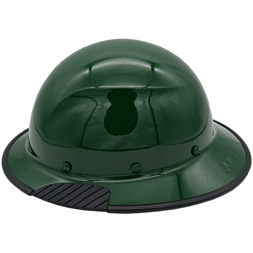 Actual Carbon Fiber Hard Hat Full Brim Dark Green - Edge Left