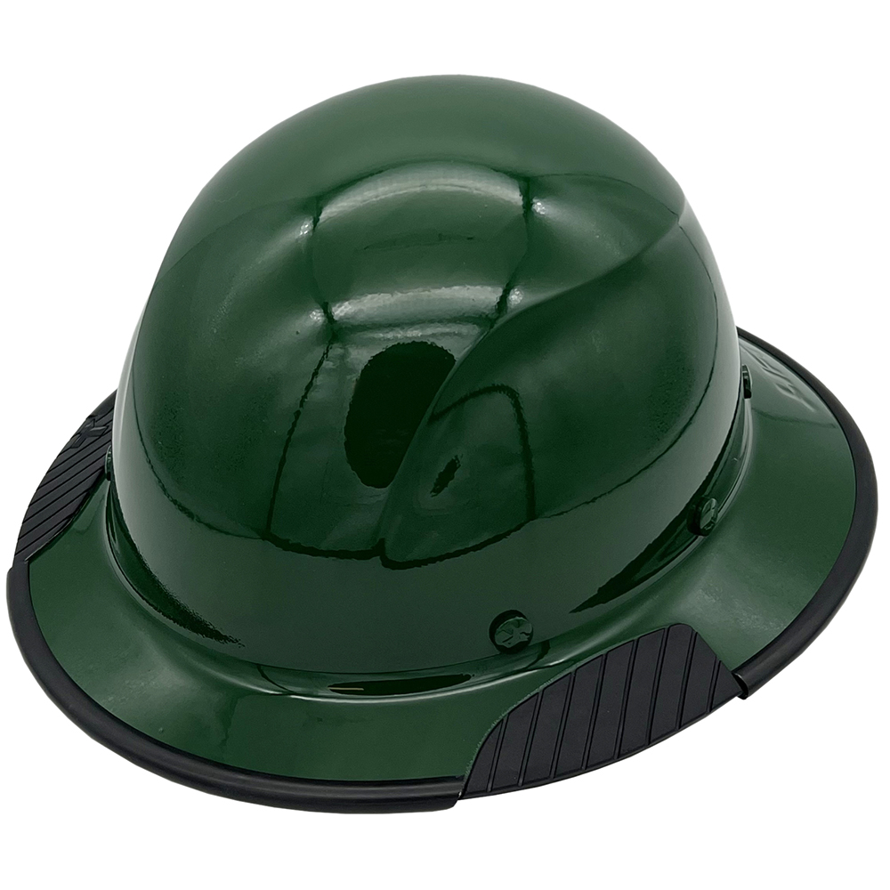 Actual Carbon Fiber Hard Hat Full Brim Dark Green - Edge Oblique Left